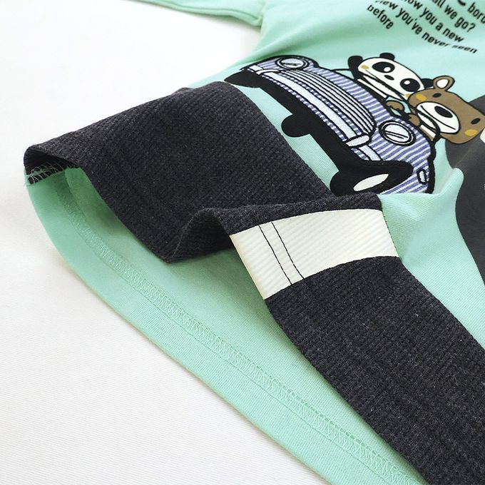 日本 ZOOLAND - 春季出遊印花長袖上衣-熊熊兜風-黃