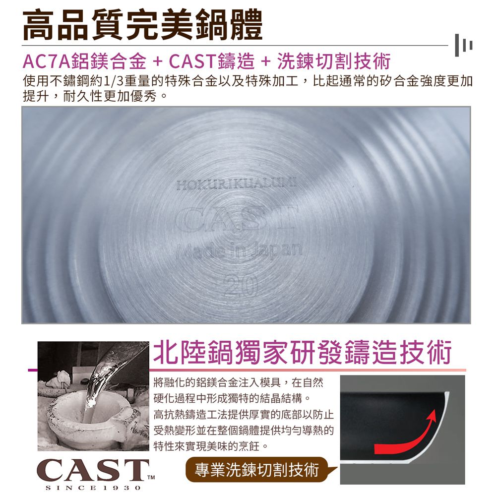 日本北陸 hokua - SenLen洗鍊系列輕量級平底鍋20cm(含蓋)可用金屬鏟