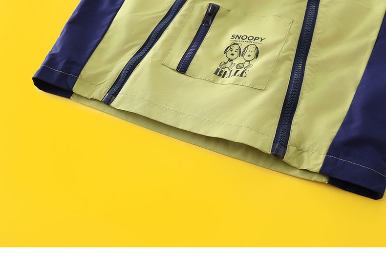 卡通人物史努比連帽防風外套/衝鋒外套-SNOOPY與BELLE-粉色