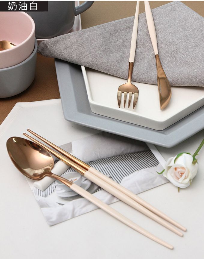 韓國 SSUEIM - Mariebel系列莫蘭迪不鏽鋼餐具2件組