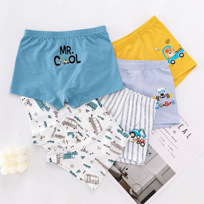 小 pipi - 純棉兒童四角平口內褲5件組_男童-汽車大集合