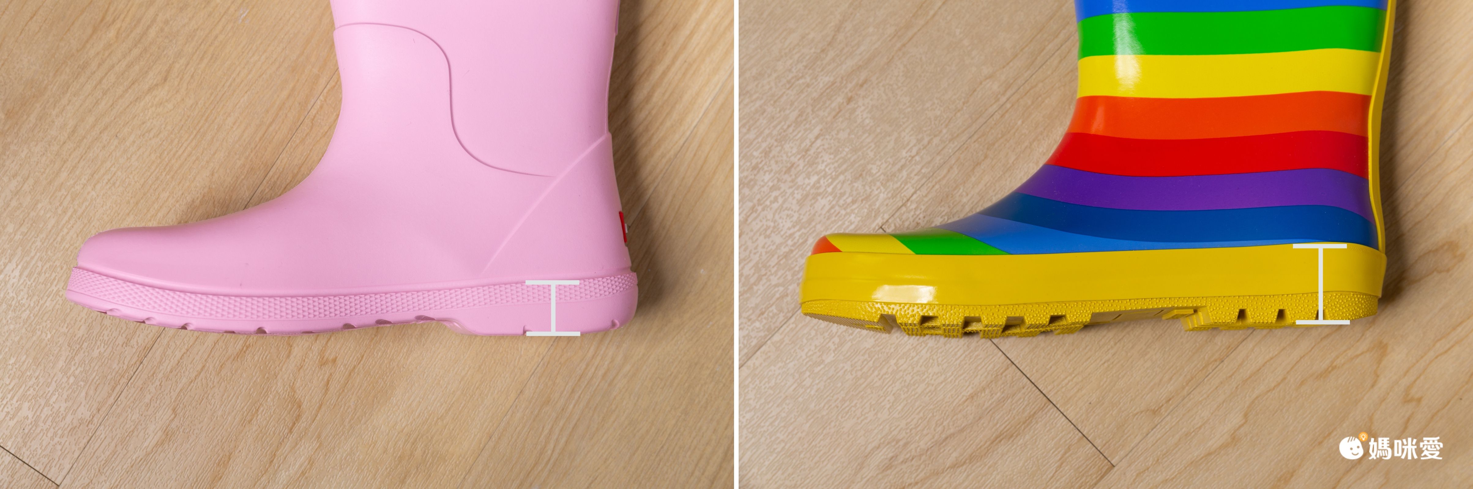 韓國 OZKIZ - 兒童橡膠防滑刻紋雨鞋-彩虹