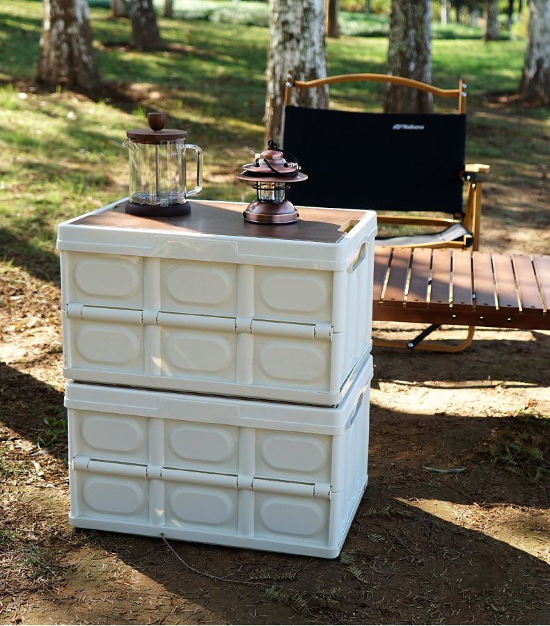 CLS - 露營摺疊收納箱/收納桌-大號-黑色 (52x35.5x29.5cm)