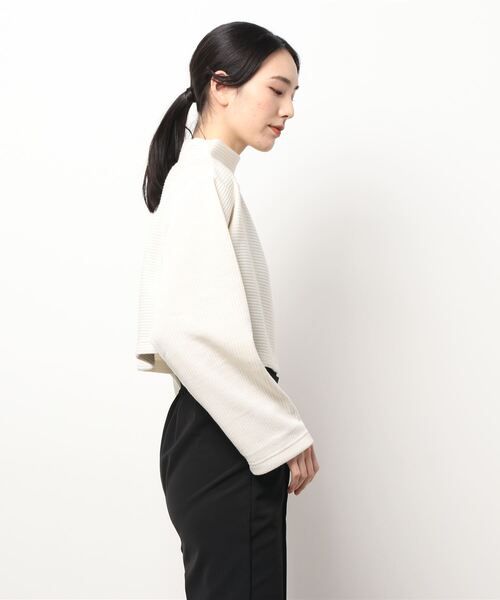 日本 Riche Glamour - 大寬口立領寬鬆短版針織上衣-灰