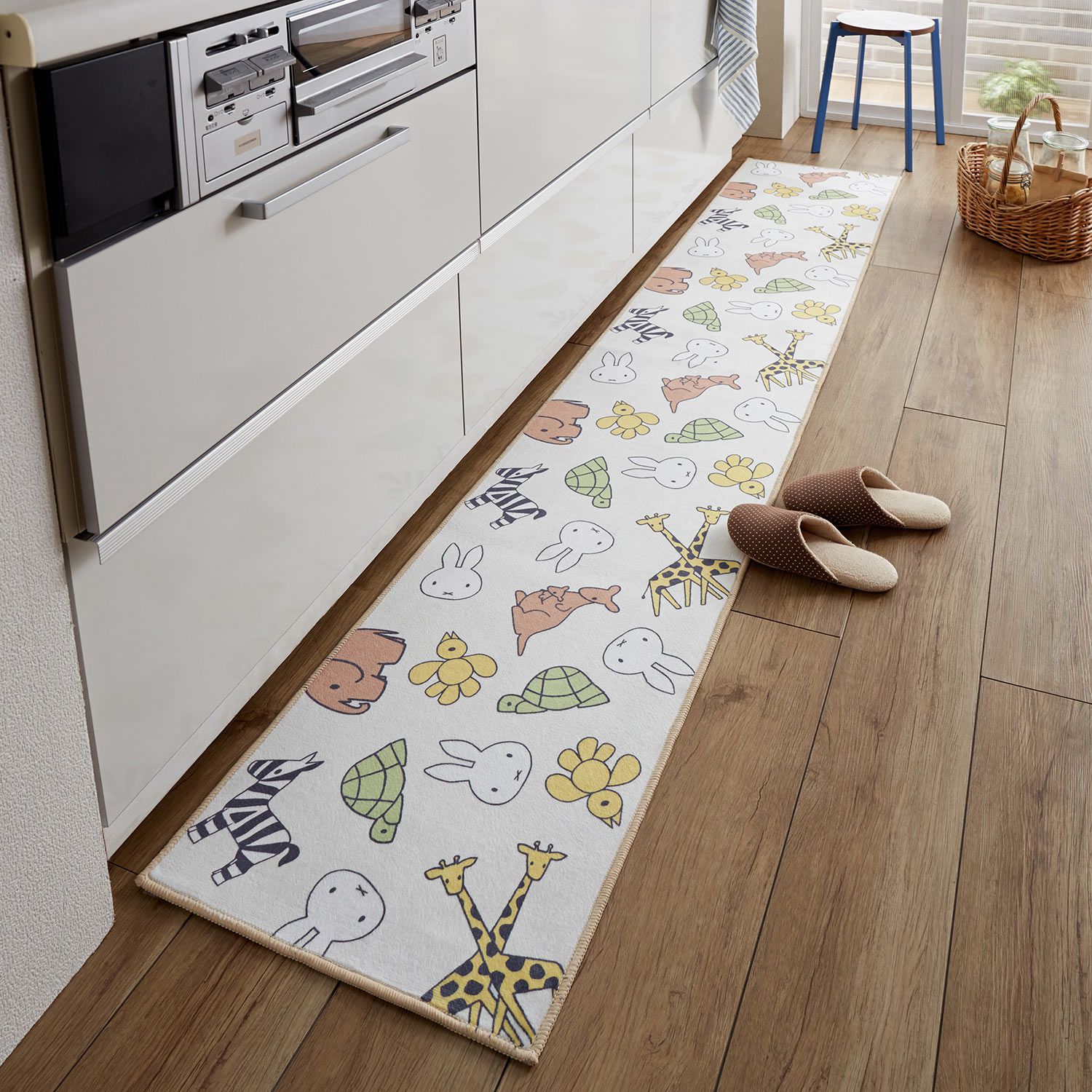 日本千趣會 - mini labo 去泥污腳踏墊-法蘭西花朵-藍綠