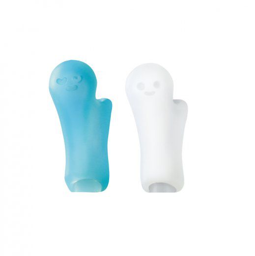 日本文具 SONIC - QQ麻糬兒童輔助握筆器2件組-右手專用-藍x白