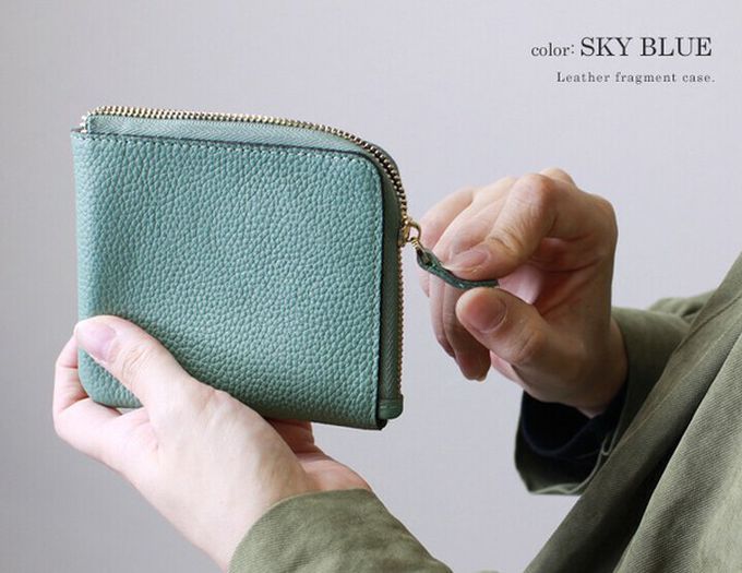 日本 LIZDAYS - 真皮迷你超輕巧拉鍊短夾-薰衣草 (11x9.5x1.5cm)