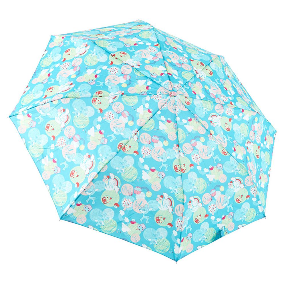 Rainstory - 抗UV隨身自動傘-蘑菇小鹿-藍綠