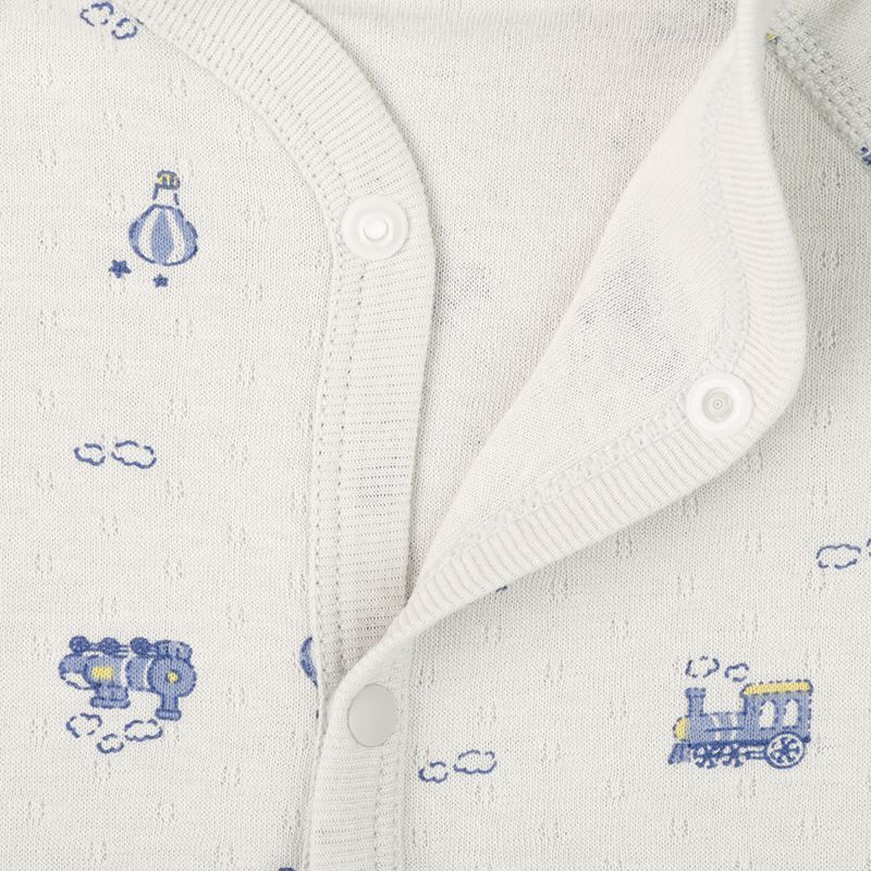 akachan honpo - 長袖前開式包屁衣-鬆軟棉-淺藍色