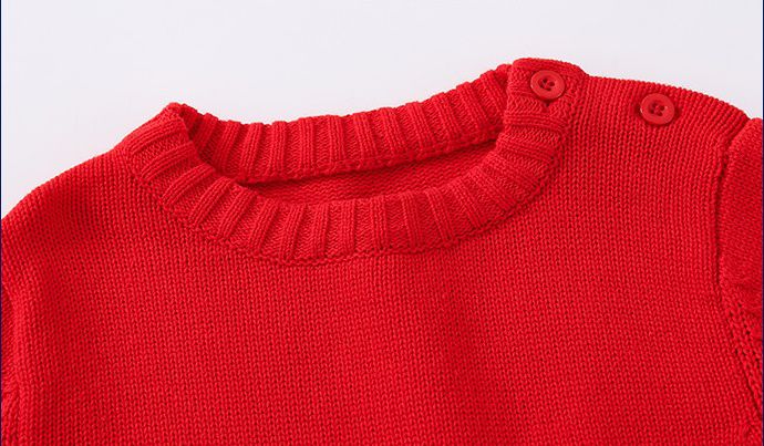 WELLKIDS - 圓領長袖針織毛衣-麋鹿-深藍色