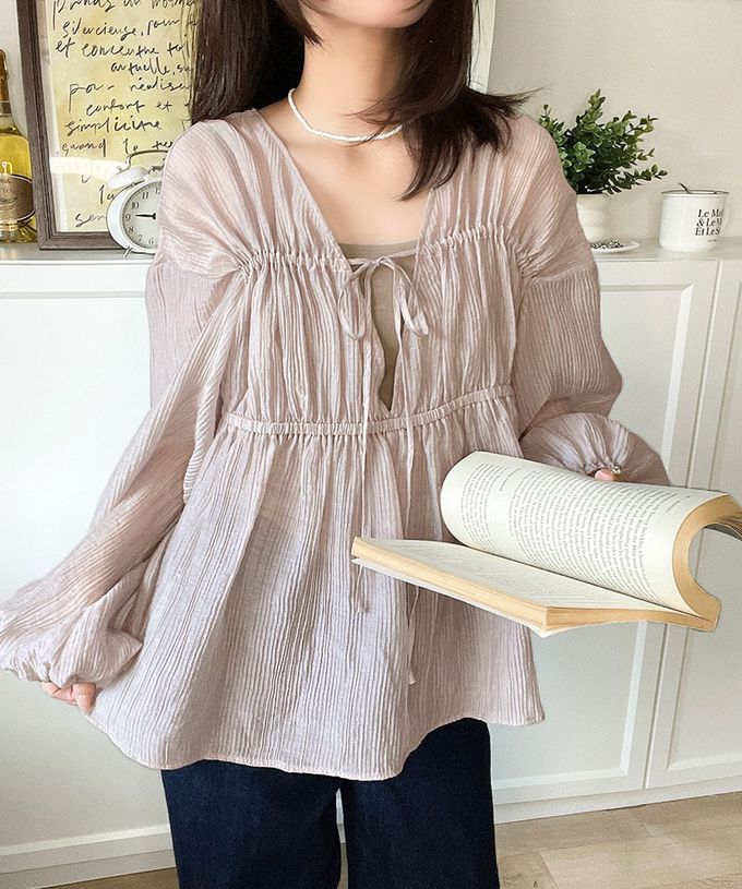 日本 Classical Elf - 浪漫優美透膚2way長袖罩衫-黑