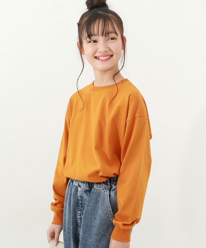 日本 devirock - 純棉耐洗百搭廓形長袖上衣-南瓜橘
