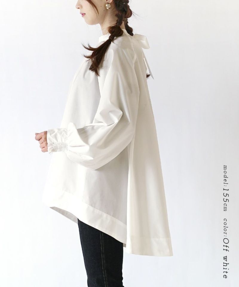 日本 zootie - 絕美氣質後綁帶澎澎袖上衣-知性黑