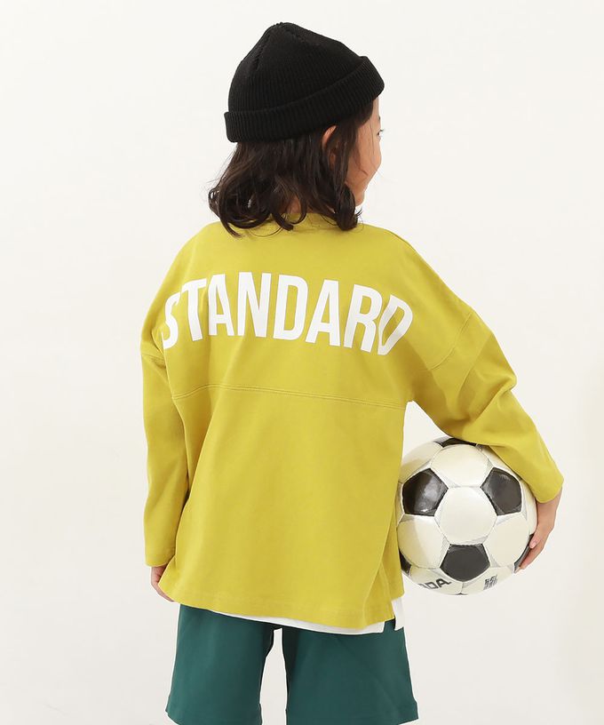 日本 devirock - 100%棉 背後英文標語長袖上衣-深灰紫