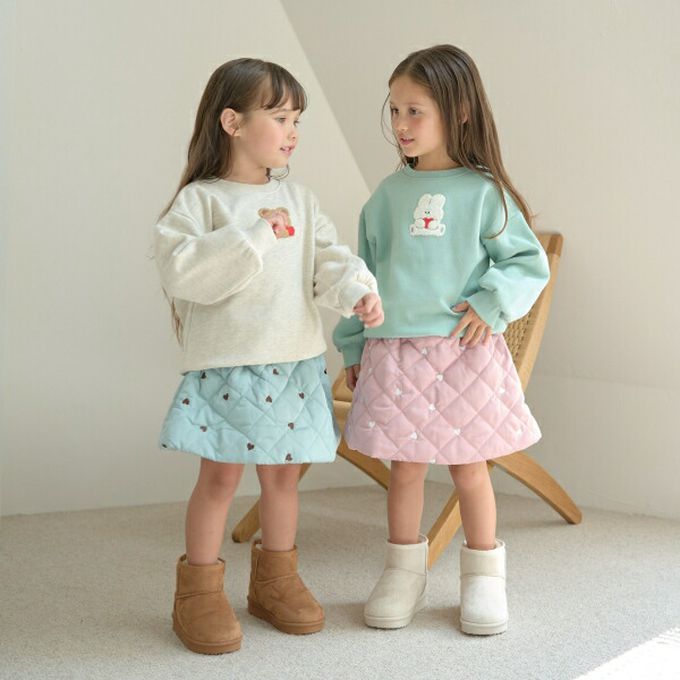 日本 Lycee mine - 滿版愛心俏麗絎縫褲裙-咖啡