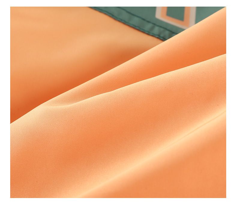 加厚連帽拼色羽絨外套-橘+綠