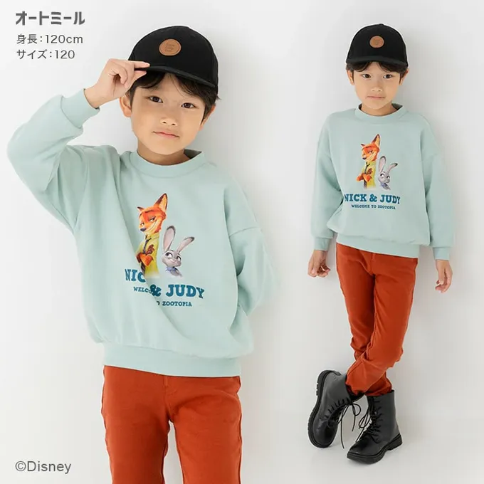 日本 Chil2 - 限量聯名 裏毛印花大學長袖上衣-卡通人物動物方城市-米杏