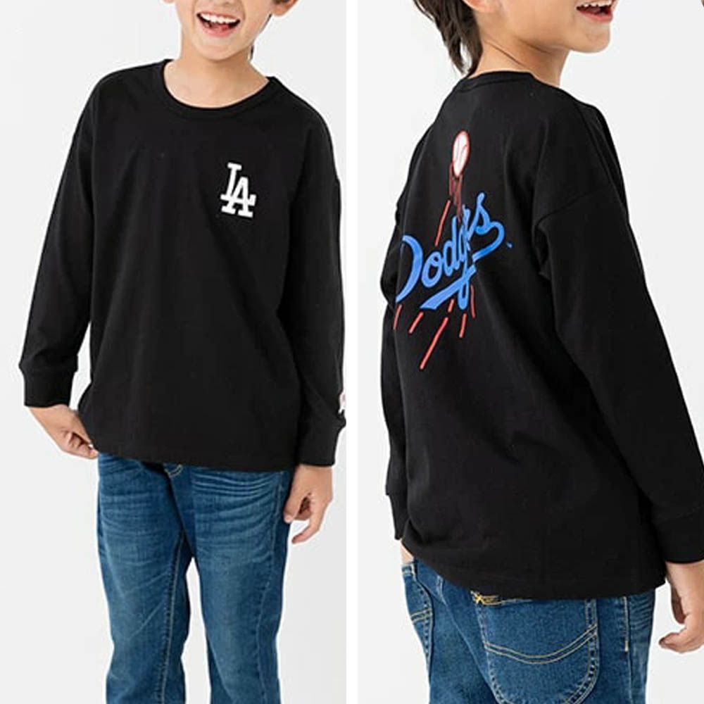 MLB聯名 品牌刺繡長袖上衣-洛杉磯道奇-黑