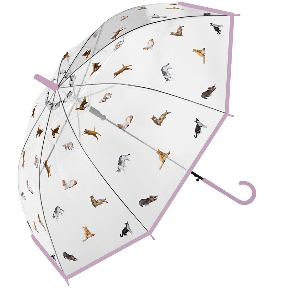 日本中谷 - [日雜推薦] 各種貓咪透明傘/雨傘-粉紫 (傘骨60cm)