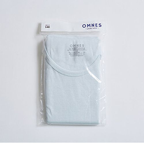 日本 OMNES - 100%有機棉 兒童無袖內衣兩件組-水藍