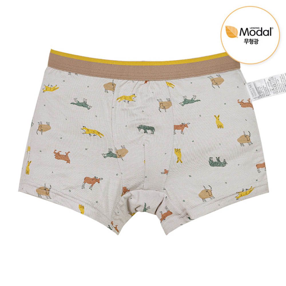 莫代爾親膚絲滑四角褲(男寶)-野生動物-米灰