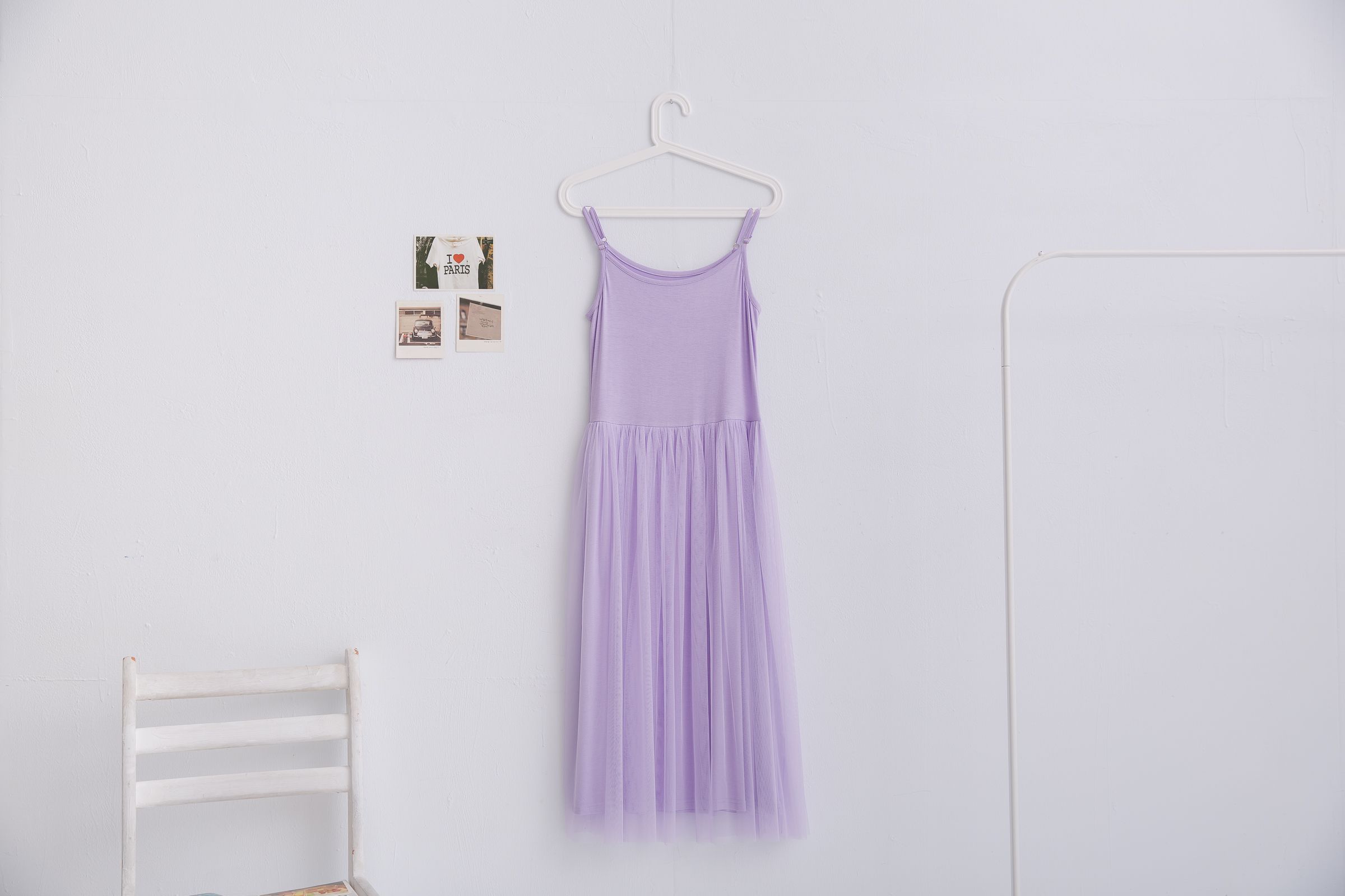 Peachy - 獨家訂製綿柔連身紗裙-細肩帶連身款-薰衣草紫 (F)