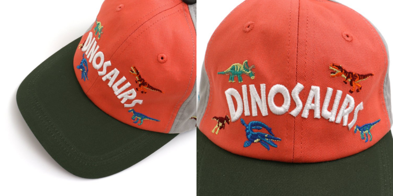 日本 BREEZE - 聯名款 恐龍刺繡棒球帽-撞色-亮橘