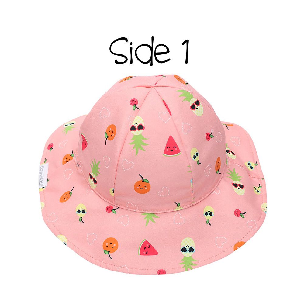 加拿大 flapjackkids - 雙面小童遮陽帽/防曬帽-紅鸛/水果
