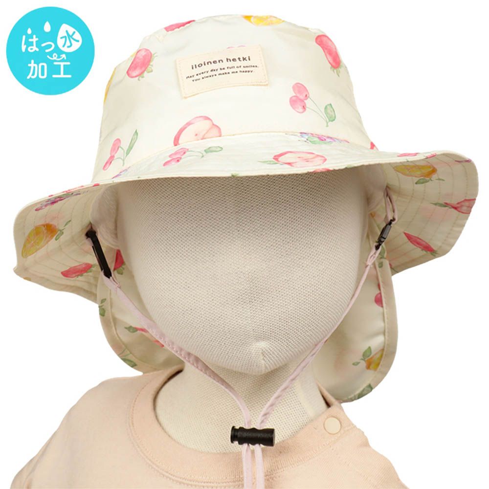 漁夫帽-防潑水加工滿版印花-白色