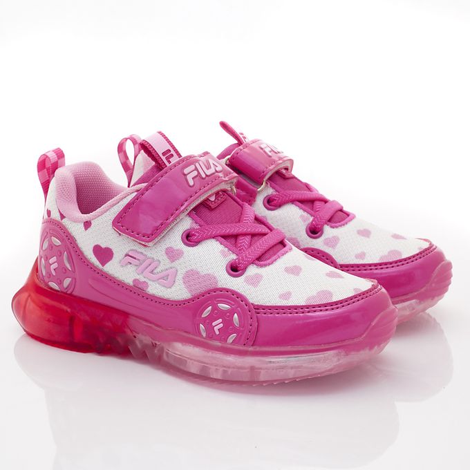 FILA - 賽車造型電燈運動鞋-7-J452X-515粉(中大童段)-運動鞋-粉