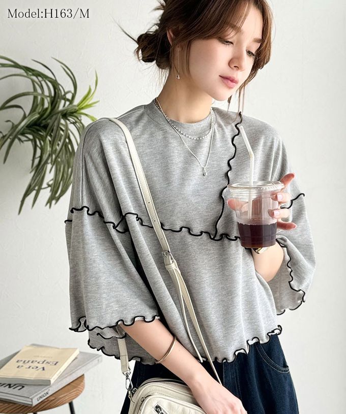 日本 Classical Elf - 木耳QQ俏麗造型寬袖上衣-炭黑