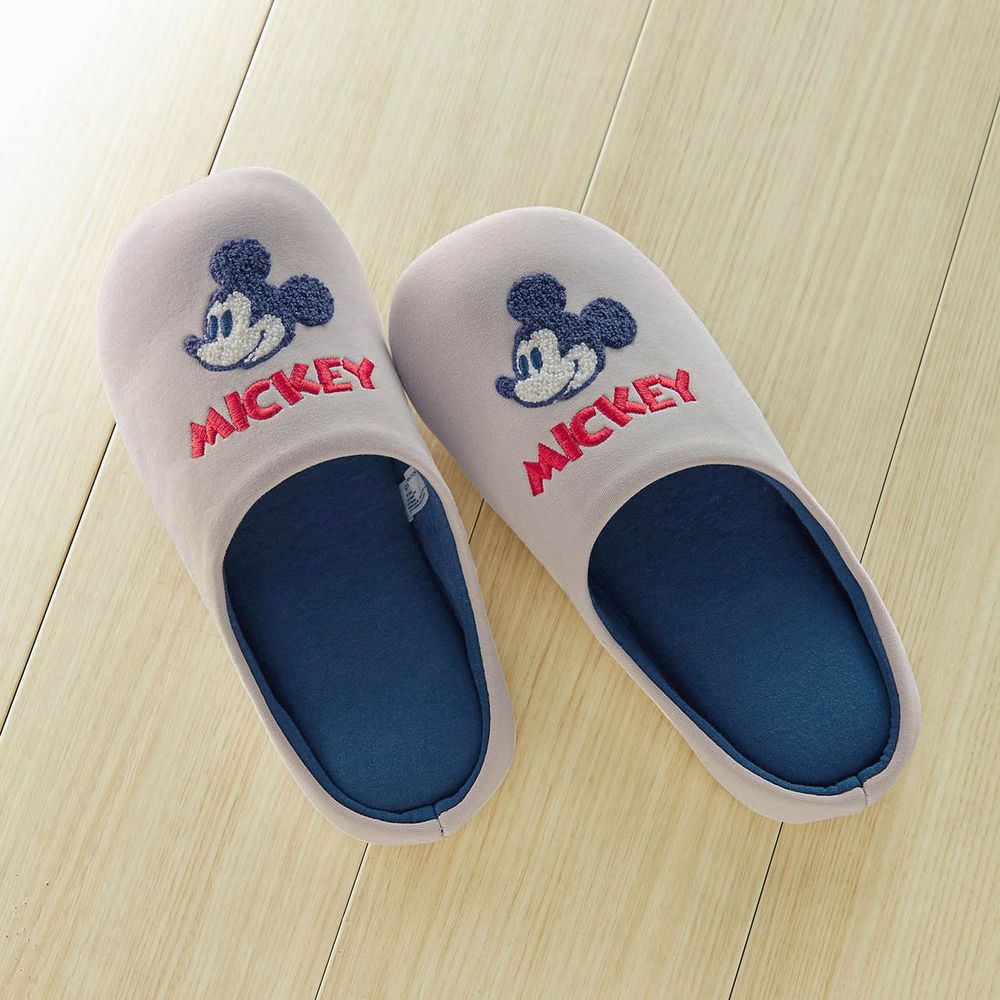 日本千趣會 - 迪士尼室內拖鞋(刺繡)-米奇-灰 (23-25cm)