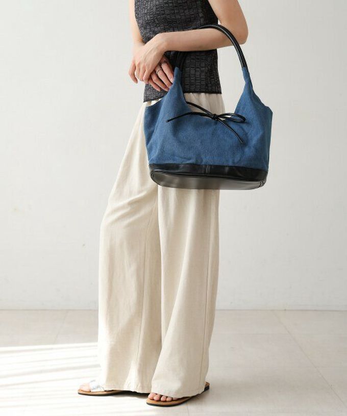 日本 Bab - 異素材成熟感蝴蝶結氣質手提包-白x卡其杏