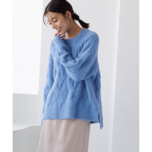 日本 Pierrot - 柔軟波浪紋針織毛衣-簡約黑