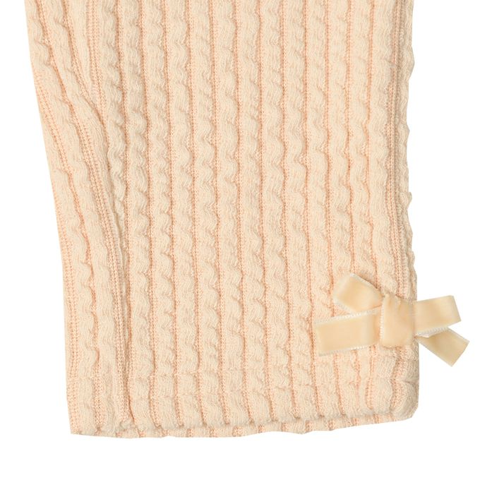 akachan honpo - 麻花針織合身褲-淺卡其色