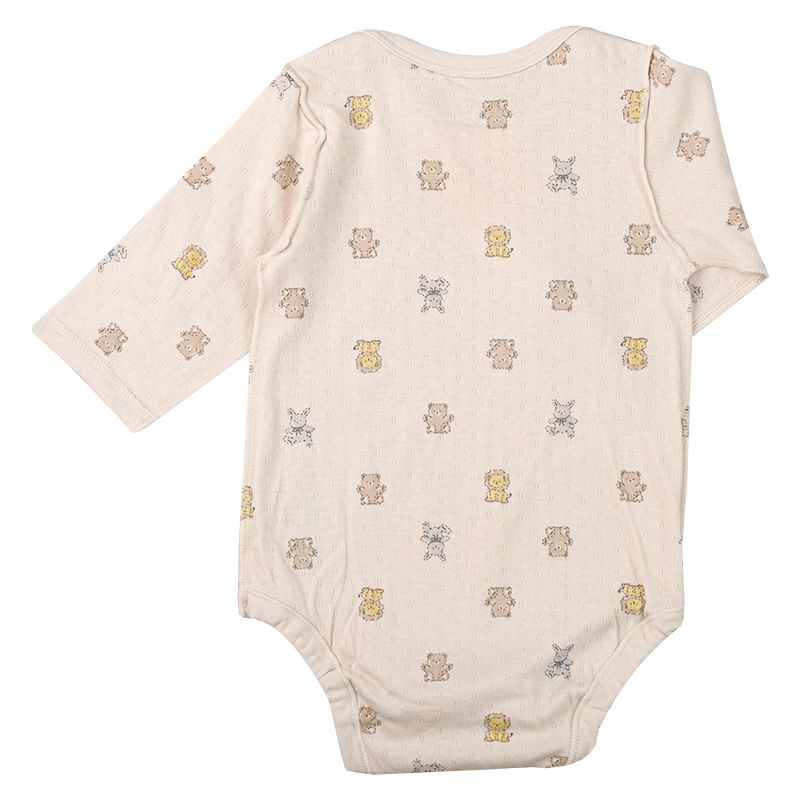 akachan honpo - 長袖套頭式包屁衣-鬆軟棉-卡其色