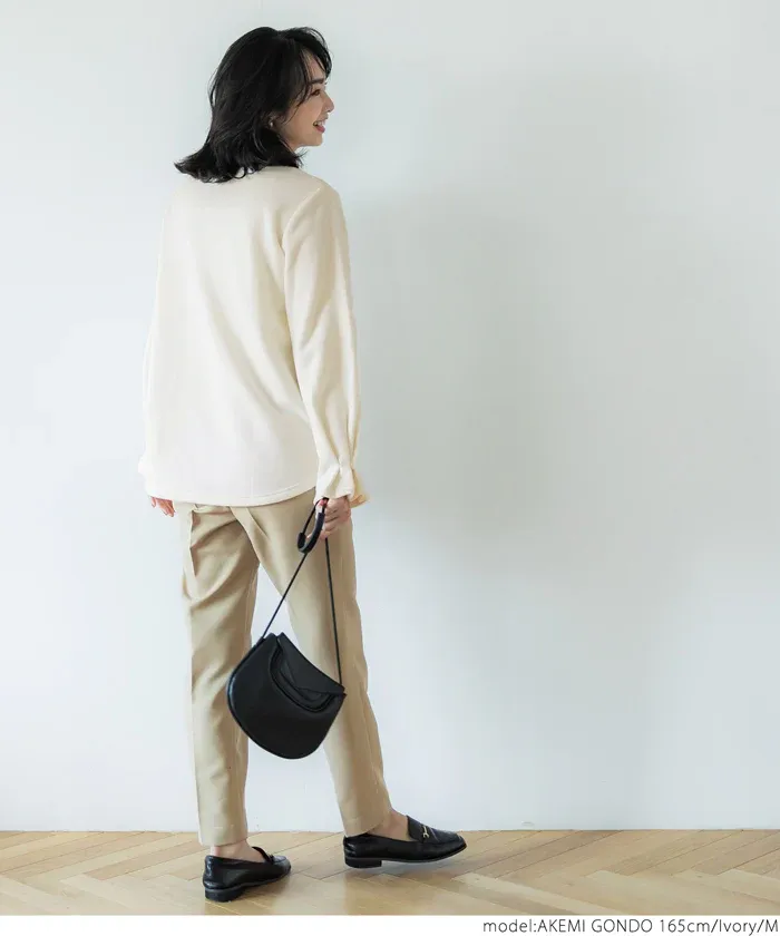 日本 COCA - 裏起毛甜美糖果袖長袖上衣-淺棕