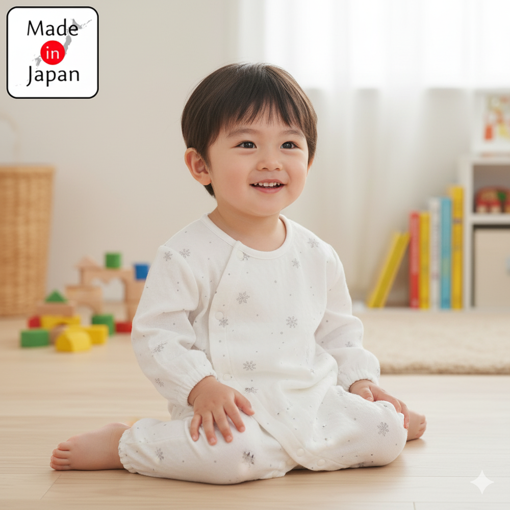 幼兒連身衣-雪花-灰色-日本製