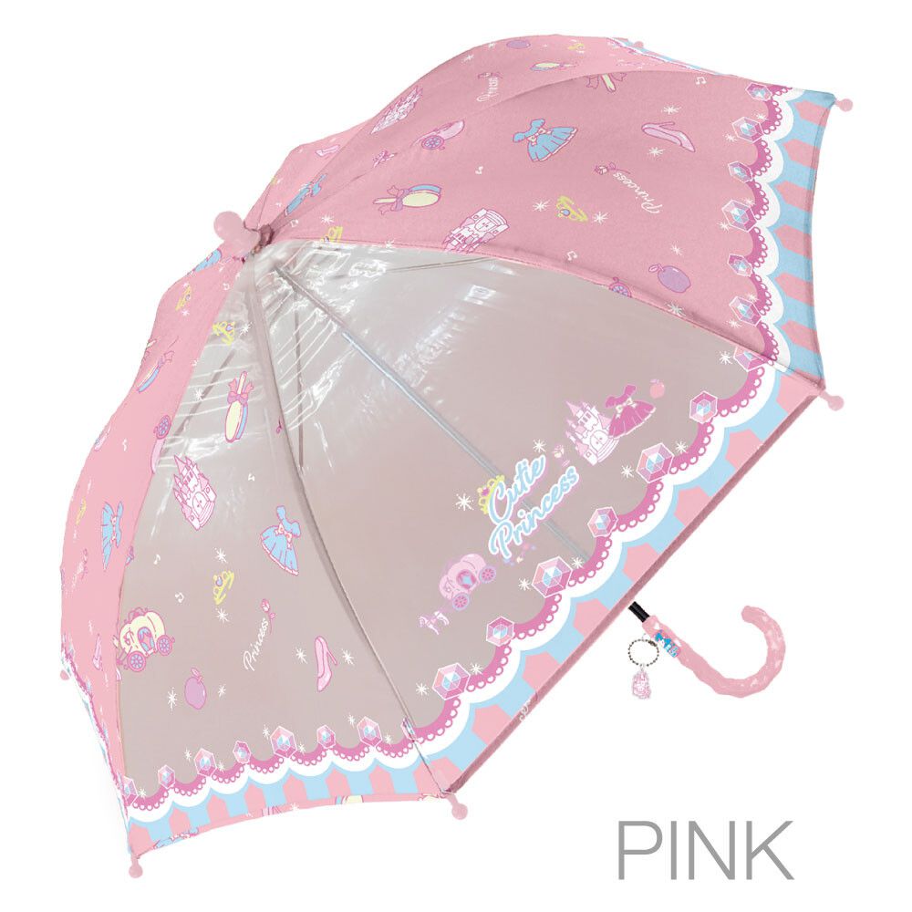 日本中谷 - 透明窗設計兒童雨傘/直傘-夢幻馬車-粉紅 (45cm(身高105-115cm))