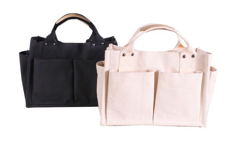 大容量帆布手提包/斜背包-黑色 (34x14x25cm)