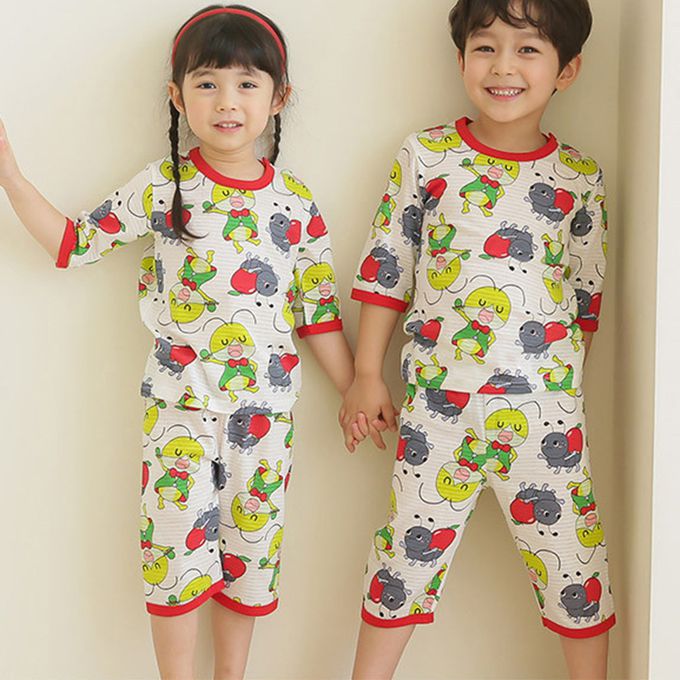 正韓 Puco - 超優質嬰幼兒/兒童七分袖100% 有機純棉家居服/睡衣-螞蟻跟螳螂