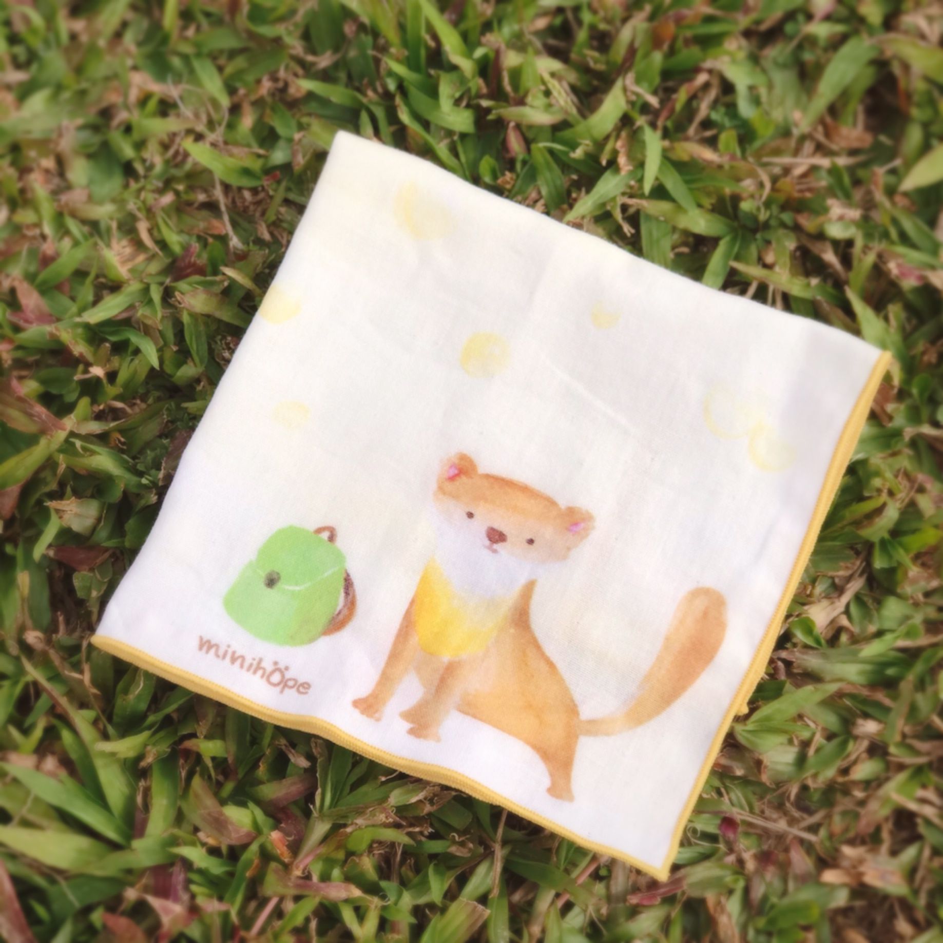minihope美好的親子生活 - 離家出走的黃喉貂-有機棉雙層紗手帕 (28x28cm)