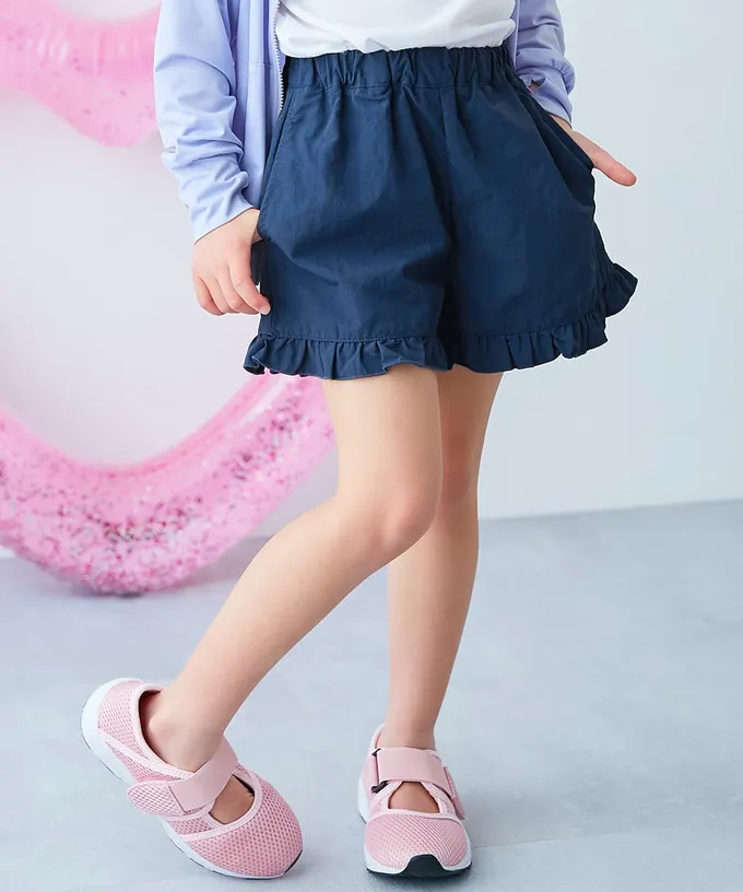 日本 devirock - 水陸二用 可愛荷葉邊玩水短褲-黑