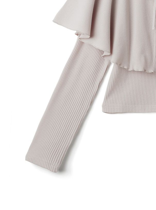 日本 GRL - 法式小斗篷扭結薄長袖上衣-淺灰棕