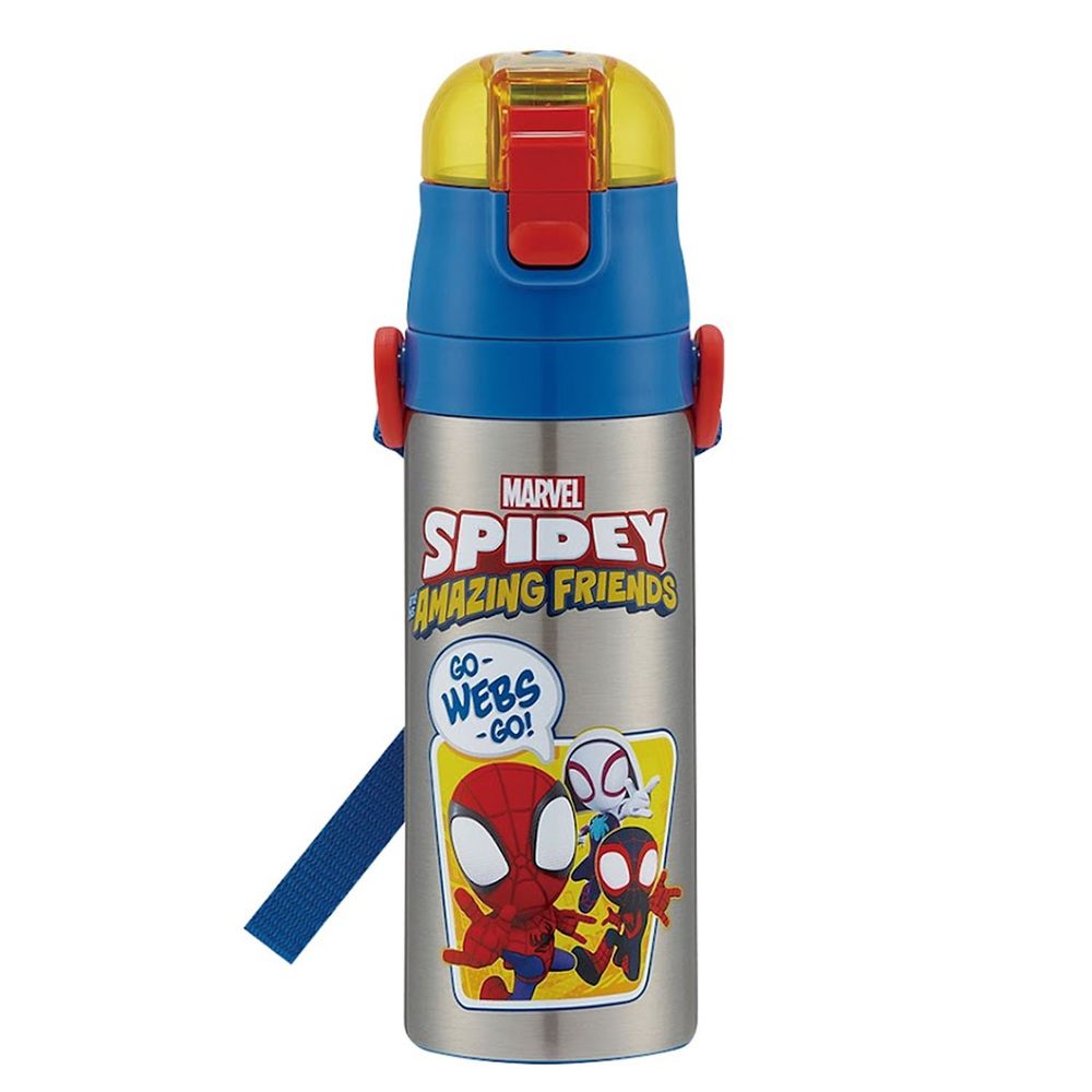 日本 SKATER - 兒童不鏽鋼直飲保溫水壺(470ml)-蜘蛛人Spidey