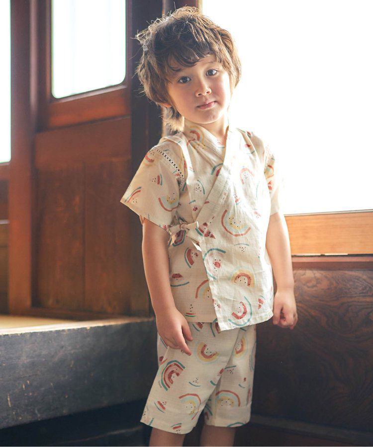 日本 apres les cours - 季節限量！清新可愛二件式甚平-彩虹西瓜-米白