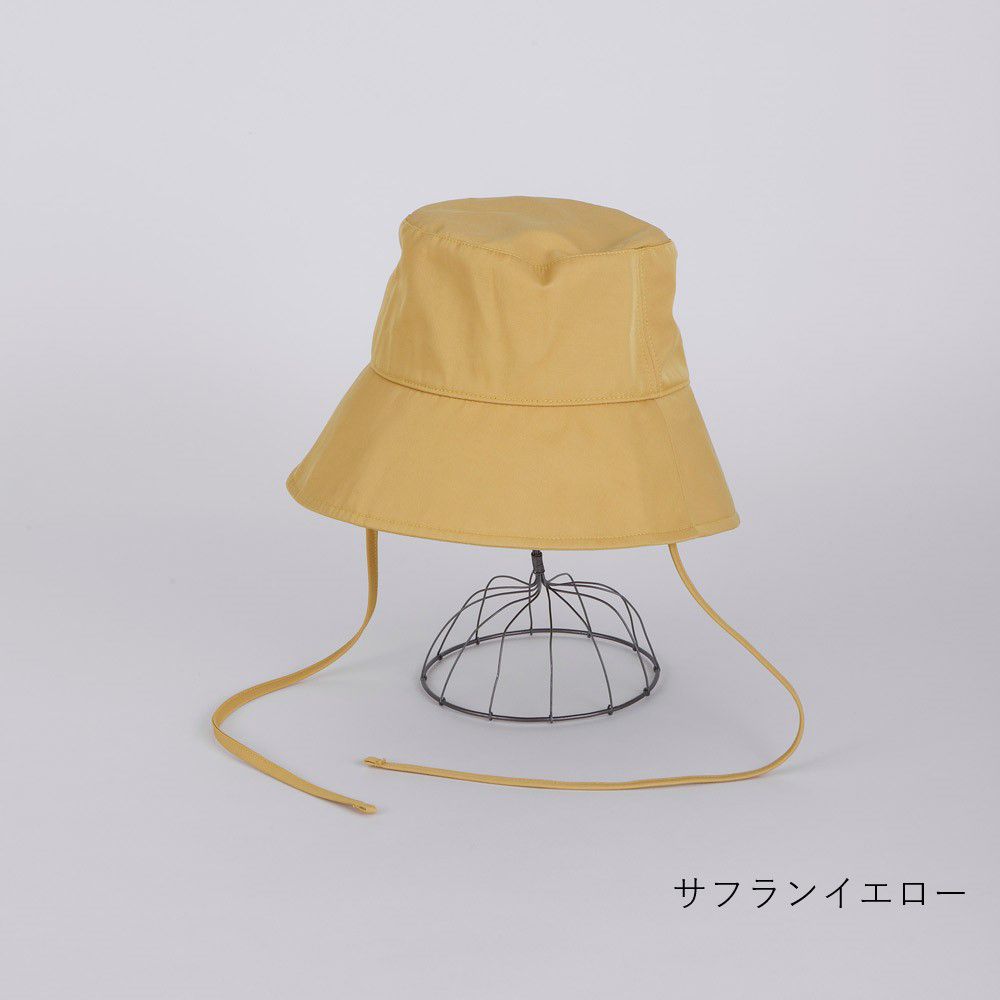 日本女裝代購 - 可折疊 抗UV防潑水綁帶遮陽帽-檸檬黃 (F(頭圍58cm))