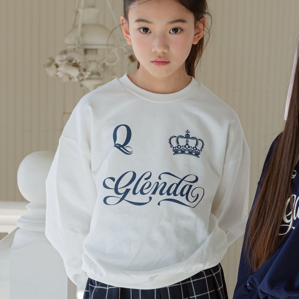 sm2 學院皇冠印花長袖大學T-白