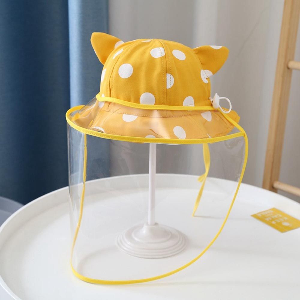 Vanibaby - 防飛沫寶寶防疫漁夫帽 4-12個月 (可拆面罩 )-黃色點點-帽圍43-48cm