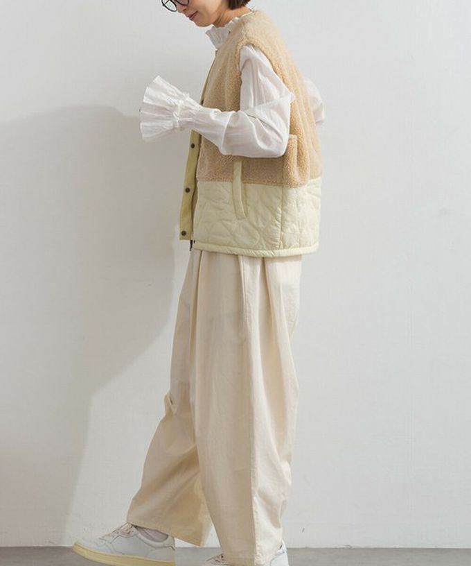 日本 Lupilien - 文青風異素材毛絨拼接保暖背心-炭灰